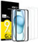 NEW'C 3 Piezas, Protector Pantalla para iPhone 16,iPhone 15 (6,1 Pulgadas), Cristal templado con herramienta de instalación fácil incluida, Antiarañazos, Antihuellas, Dureza 9H, Ultra Resistente