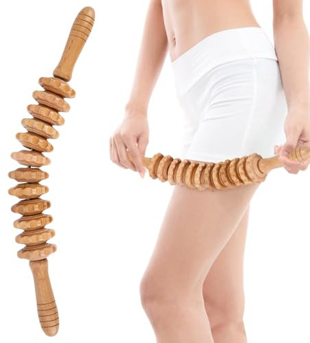 Zhufas Maderotherapie pour Massage Anti Cellulite, Tige de Fascia, Rouleau de Fascia en Bois de Hêtre, Tige de Fascia en Bois, Massage Modelant le Corps pour la Relaxation Musculaire (12 Tours)