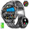 HIRREO Montre Connectée Homme pour Android iOS avec Appel Bluetooth 1,43 AMOLED Rond Smartwatch 530 mAh Noir Acier, Lampe de Poche LED, Santé Moniteur, 100+ Sports
