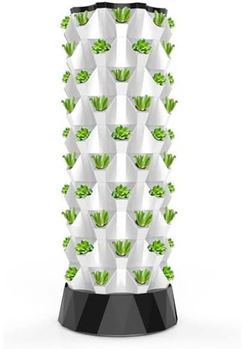 Hydrokultur-Anbausystem, Hydrokultur-Turm, Hydrokultur-Anbauset for den Innen- und Außenbereich, erdloser Anbau, vertikaler Hydrokultur-Turmgarten for den Anbau von Kräutern, Obst und Gemüse(80Pots)