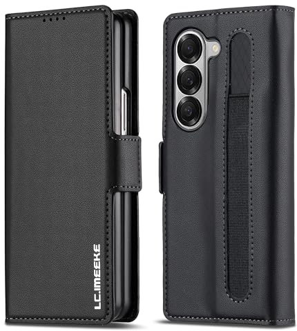 ZHOZEXIN Portafoglio Custodia in pelle di Pu per Samsung Galaxy Z Fold 6,chiusura magnetica con slot per penna, slot per contanti e protezione dello schermo Custodia per Galaxy Z Fold 6 (Nero)