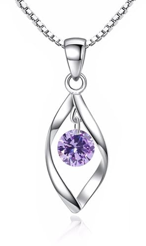 Zolkamery Silver Jewellery Set for Women, 925 Silver Women's Jewellery Set | With White/Blue/Pink Zirconia Hypoallergenic Twist Pendant Necklace & Hook Dangle Earrings Sets Gift with Gift box