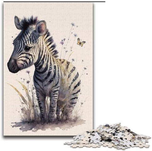 Puzzle für Erwachsene süßes Baby-Zebra-Gemälde 1000-teiliges Papierpuzzle für Kinder ab 12 Jahren Lernspielzeug 1000 Teile (38 x 26 cm)