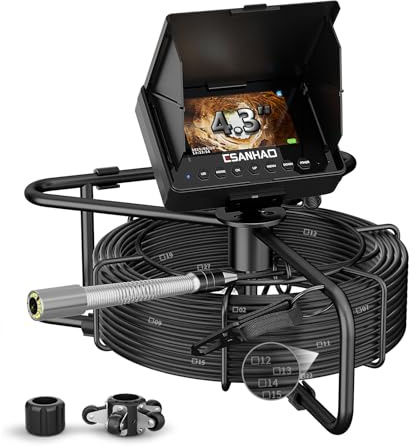 ESANHAO Kanalkamera 30m Endoskopkamera mit licht Rohrkamera wasserdicht Inspektionskamera mit DVR 4.3-Zoll-IPS HD Farbmonitor 32GB Karte enthalten