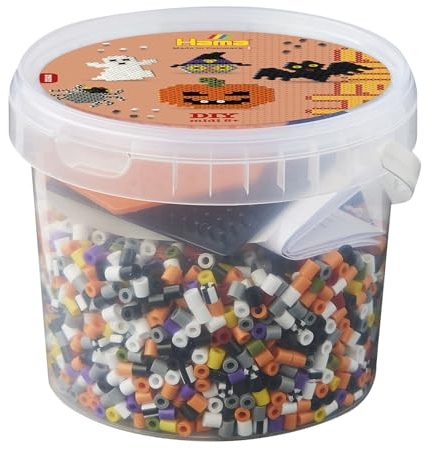 Hama Perlen 2042 Bügelperlen Dose mit ca. 4000 Bastelperlen mit Durchmesser 5 mm im Halloween Mix, kreativer Bastelspaß für Groß und Klein