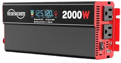 Onduleur sinusoïdal Pur 2000 W (12 V CC vers 120 CA) for Camping-Car, Panneaux solaires et Camping-Cars Protection et sécurité