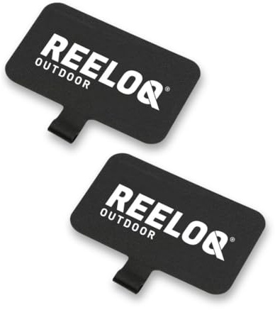REELOQ Smartphone Adapter Doppelpack, Universal Handy-Patch Einleger für Handyhüllen – Für alle Smartphones Sicherungssystem – Ideal zum Wandern, Klettern & Outdoor – Reißfest, schwarz, 2 Stk