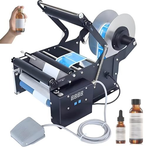 Electric Bottle Labeling Machine, Label Applicator for Glass and Plastic Bottles, 20-40 Labels per Minute