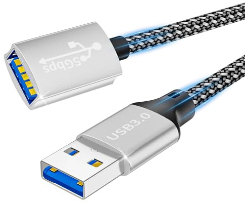 Rallonge USB 3.0,câble 0,5M d'extension USB 5Gbps USB A vers A Câble d'extension pour clé USB,lecteur de cartes,clavier,imprimante,scanner,appareil photo,souris,casque,hub USB,imprimante,webcam,PS5/4