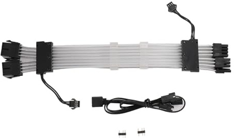 ARGB PSU Cables Kit, RGB GPU Power Supply Cable 2x8 Pin Extension with 5V 3 - Pin Sync for PC Chassis, Addressable RGB Lighting Compatible with Aura Sync and Mystic (Black)