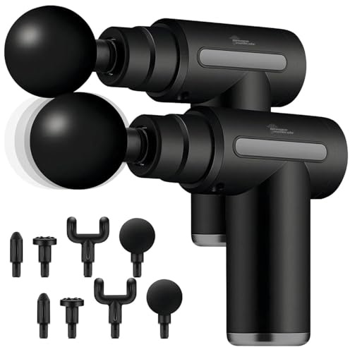newgen medicals Hand-Massagepistole: 2er-Set Kompaktes Akku-Hand-Massagegerät mit 4 Aufsätzen, 6 Stufen (Massage-Hammer, Electric Massage Gun)