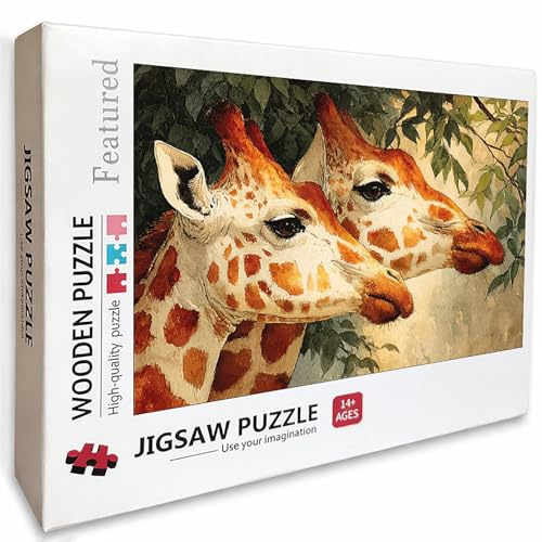 Giraffe Wooden Jigsaw Puzzles 48x32in, Plant Jigsaw Puzzles 3000 Pieces for Adults with Box, Educational Challenging Game, Back Lettering Easy to Distinguish, Summer Gifts, Beautiful Decor, V-9000