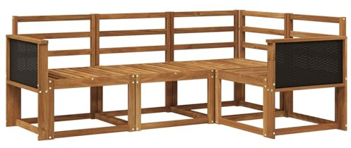 vidaXL Outdoor-Sofagarnitur 4 pcs Natur Massivholz Akazie, Garten, modernes Sofa für draußen, Elegante Lounge, strapazierfähige Möbel für Terrasse und Patio