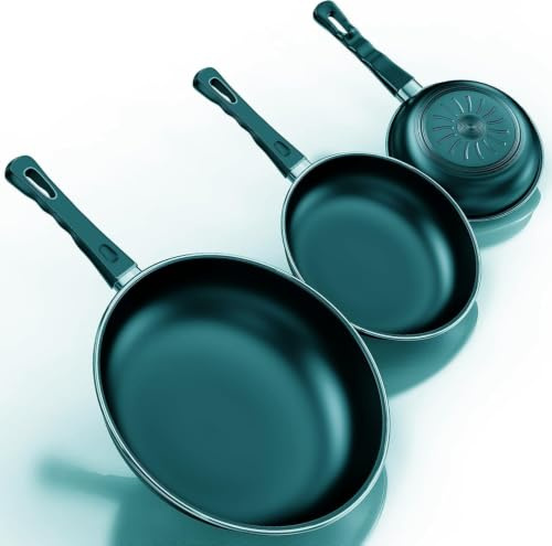 Kiseely Juego de sartenes antiadherentes de 24cm, 26cm y 30 cm (3 piezas), resistentes al calor, sin PFAS, aptas para todo tipo de cocinas, incluida la inducción (SE1)