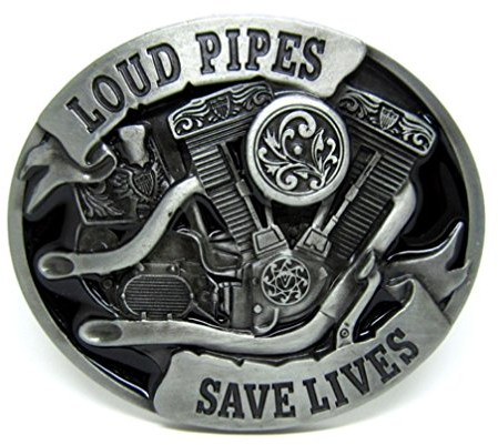 Loud Pipes Save Lives Motorrad V2 Motor CHopper Biker Metall Gürtelschnalle