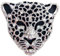 Navachi Brosche mit Leopardenkopf-Motiv, 18 Karat vergoldet, weißer Kristall, Emaille, Large, Stein, Kristall