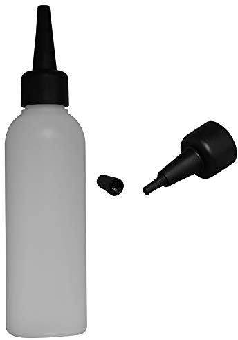 VanAnderen 12 Stück HD-PE-Flaschen 100 ml mit schwarzer Spritztülle - Leerflasche Kunstoffflasche Plastikflasche Spritzflasche Liquid-Quetschflasche mit Aufträgerspitze zum befüllen und mischen