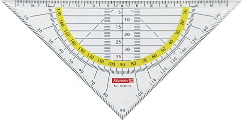 3 Stück Brunnen 1049754 Geometrie-Dreieck / Geodreieck für Schule und Büro 16 cm, glasklar)