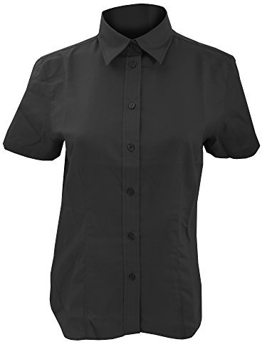Kustom Kit Ladies Workwear Oxford Short Sleeve Shirt (26) (Black)