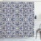 ABAKUHAUS Arabeske Duschvorhang, marokkanische Oriental, Stoffliches Gewebe Badezimmerdekorationsset mit Haken, 175 x 240 cm, Vermilion Indigo