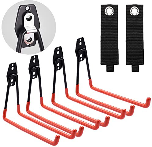 Garage Storage Utility HOOKs, wall mount & heavy duty garage Hanger & organizer a manico Ladder, tenere sedie, con acciaio Premium Heavy strumenti per appendere fino a 24,9 kilogram (set of 4)