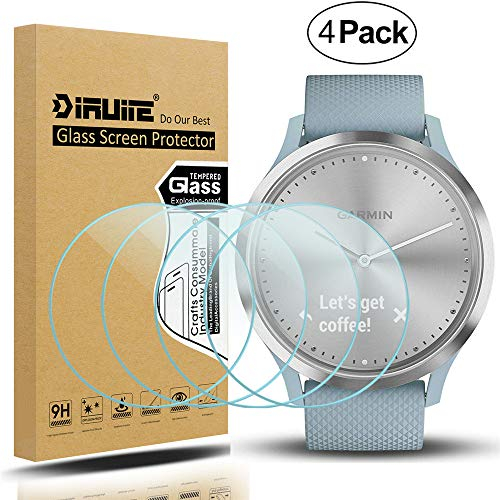 Diruite 4er Pack für Garmin Vivomove HR Displayschutzfolie aus gehärtetem Glas für Garmin Vivomove HR [2.5D 9H Härte] [Anti-Kratzen] [Blasenfrei]