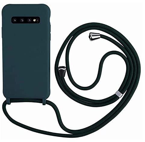 MEVIS Schutzhülle kompatibel mit Samsung Galaxy S10, Halskette für Handyhülle, schmal, stoßfest, verstellbar, Dunkelgrün