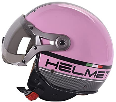 Casque jet de moto avec lunettes, homologué CEE, casque demi-visage,Cyclomoteur, Scooter pour adultes, hommes et femmes,Rose,XL