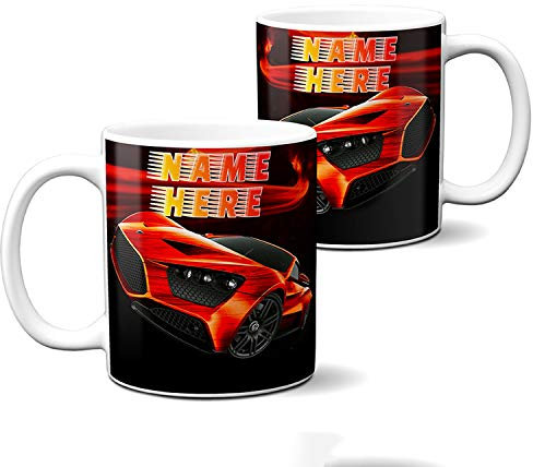 KRAFTYGIFTS Personalised Car Mug Super Cars Cup Racer Fire Birthday Gift JS04