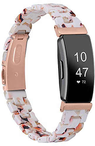 Miimall Kompatibel mit Fitbit Inspire 2 Armband, Ultraleicht Harz Resin Ersatzarmband mit Edelstahlschnalle Sport Uhrenarmband Armbänd für Fitbit Inspire 2 - Nougat