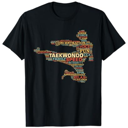 Taekwondo Martial Arts Fighter Tae Kwon Do Words Kicking T-Shirt