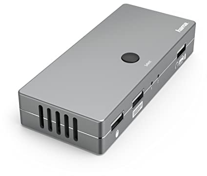 Hama KVM Switch für 2 PCs, Notebooks, Macbooks, Tablets, 4 Ports (KVM Umschalter für z.B. Maus, Tastatur, Drucker, USB Stick, Headset, Festplatte, PC Umschalter Maus Tastatur 3x USB, 1x HDMI)