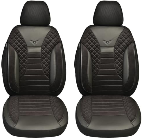 BREMER SITZBEZÜGE Maß Auto Schonbezüge kompatibel mit BMW 1er F40 Fahrer & Beifahrer Set ab 2019 / Auto Schonbezug Velour Kunstleder Set 2er Pack in Schwarz (PS803)