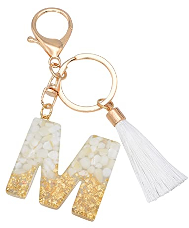 wojonifuiliy01 Englisches Alphabet Schlüsselanhänger Persönlichkeit Detail Farbe Harz Buchstabe Taschenanhänger Keychain Pendant, Schlüssel Anhänger 26 optional (M, One Size)