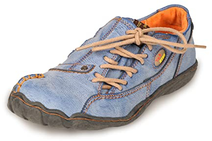 TMA EYES Fünf Finger Sohle Seite Schnürung Leder Woemn Freizeitschuhe, blau, 37.5 EU