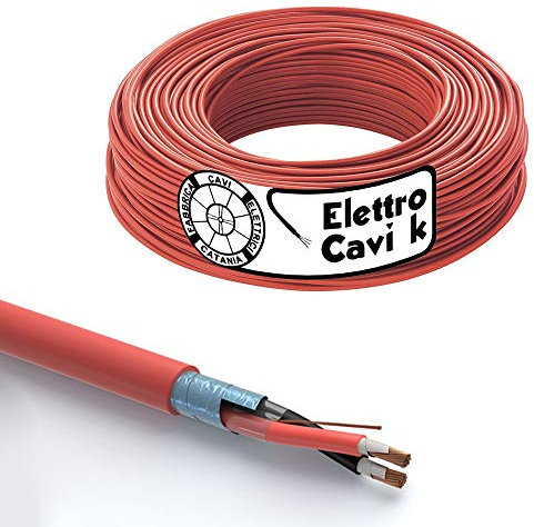 ® ELETTRO CAVI K - CAVO FTE29OHM16 2x1,5 mm² PH120 ANTI-INCENDIO RESISTENTE AL FUOCO ANTINCENDIO SCHERMATO 2 POLI BIPOLARE IN RAME 50 METRI
