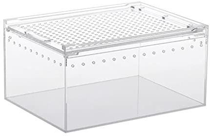 Moslate Transparente Reptilien-Zuchtbox, Acryl-Kunststoff-Schiebedeckel-Typ Futterbox mit 2 Größen, Reptilien-Terrarium mit großer Kapazität für Gecko-Bartdrachen-Eidechsen-Spinnen-Frosch-Skorpion
