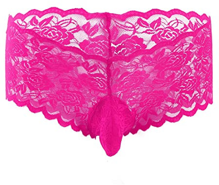 VemeFufu Uomo Sexy Slip Boxer Perizoma Pizzo Jockstrap Briefs Triangolo Perizoma Slip Infradito Mutandine Intimo Uomo Taglia unica, D - Rosa Rosso, Taglia Unica