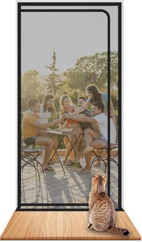 SHRRL Griglia per porta del balcone, 100 cm x 220 cm, ispessita per gatti, per soggiorno, camera da letto, cucina, terrazza, cane e gatto, con chiusura lampo