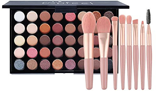 Keptfeet Palette di ombretti per Trucco - Spotlight Eyeshadow Palette Pennelli per Occhi Set per Trucco - Pallet per Trucco da 40 Colori con pennelli, Set di tavolozze con Luccicanti opachi