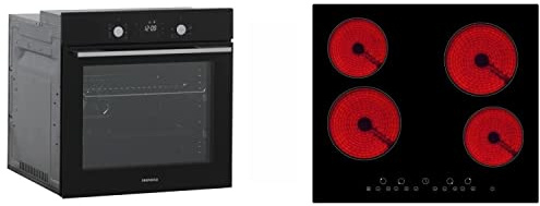 Respekta autarker Glas- Einbaubackofen AB700 mit LED-Timer + Glaskeramikkochfeld, Silber