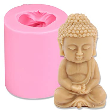 Cestony 3D-Buddha, der meditiert, Kerzenformen, Silikonformen für die Herstellung von Kerzen, Harz, Säulen, Aromatherapie, Gipskerzen, Wachs, Ton, Handwerk, Ornament, Auto-Frische, Harzstatue (A)
