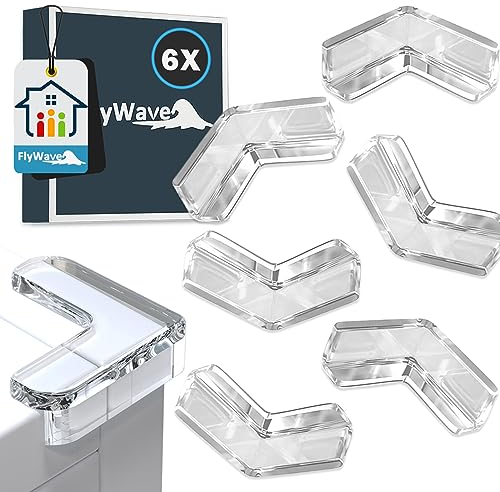 FlyWave Eckenschutz Baby 6 Stück, Kantenschutz Selbstklebend, Ungiftig, Geruchlos, Rechtwinklig Transparent für Alle Möbel - Schützt Babys vor Schaden