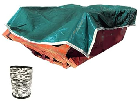 Heavy Duty Skip Net With Bungee Cord - Close Mesh Green Cargo Netting 200gsm | Free Bungee Cord | Skip Lorry Tipper Net (13ft x 10ft)