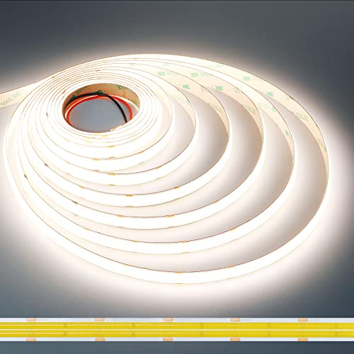 JOYLIT 24V COB LED Strip Doppelreihe 5M 4000K Natürliches Weiß 15000LM Ultrahell, CE UL PRO CRI 95+ 960LEDs/M 25W/M Dimmbar LED Streifen, Flexibel Selbstklebend Innen Weiss Licht Band für Industrie
