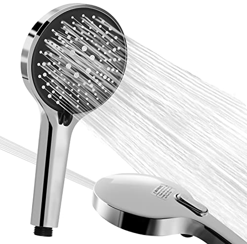 MOSSNDAR Shower Head,6 Modes High Pressure Shower Head with Power Jet Mode,Unique Auto-Reset Function,Power Large Shower Head for Low Water Pressure,Water Saving Universal Handheld Shower Head,Gift