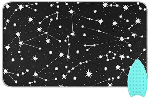 linqin Hitzebeständige Bügelmatte, Sterne Reise-Bügelbrett-Pad mit Silikon-Pad, tragbarer Bügelbrettbezug und Pad für Waschmaschine, Trockner, Tischplatte, 119 x 71 cm