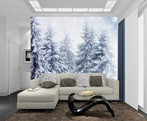 Papier Peint Panoramique Forêt De Sapins Simple Neige Papier Peint Intissé 3D Tapisserie Poster Decoration Murale Chambre Salon