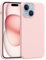 EKAM Shockproof Liquid Silicone Case Compatible with iPhone 15-6.1 inch, Microfiber Lining 3 Layer Hybrid Drop Protection Anti-Shock Cover Gel Rubber Case for iPhone 15 (Sand Pink)
