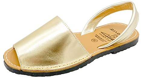 Avarca Damen Sandalen Leder Menorquina Sommerschuhe matt metallic spanische Barca Menorca Schuhe Gold EU 42